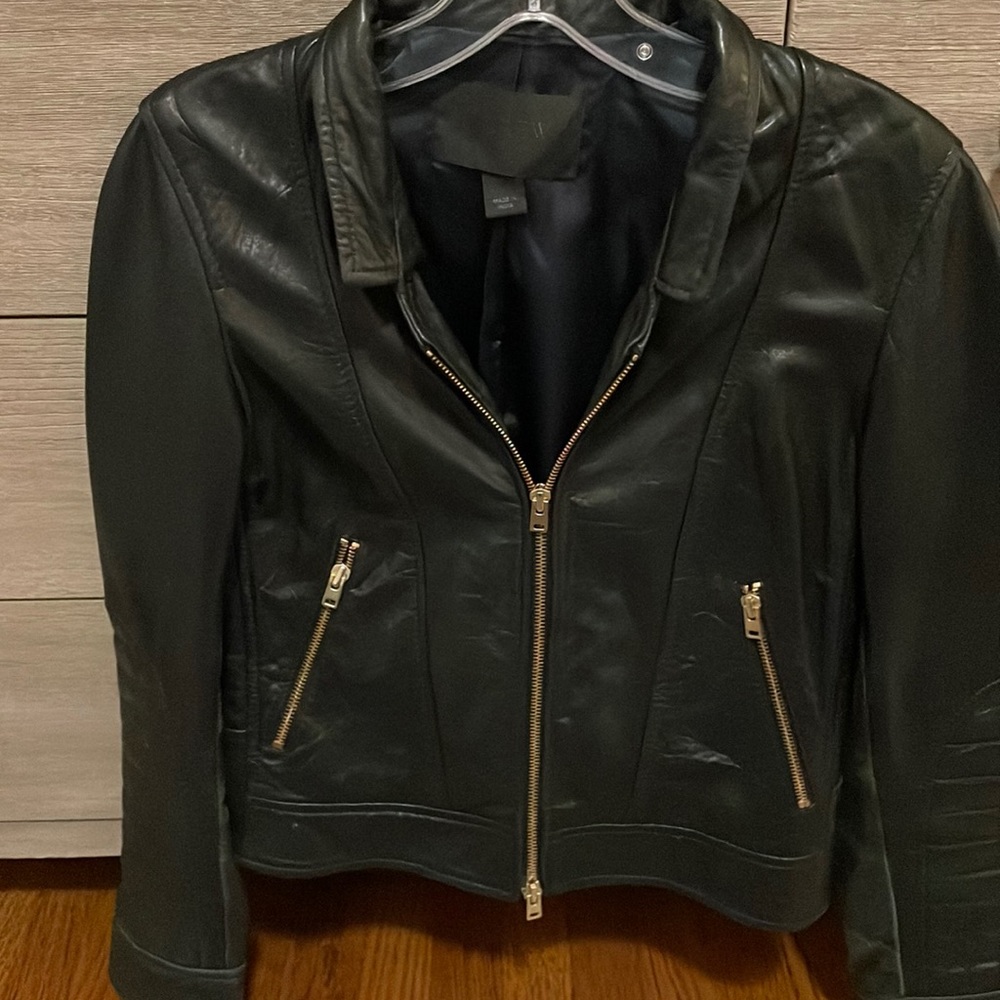 J. Crew Collection Cropped Moto Leather Jacket